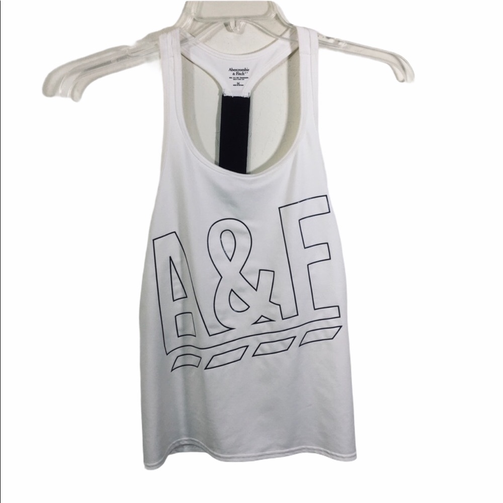 A&F Y2K‎ Spell Out White Racerback Tank Women Size M